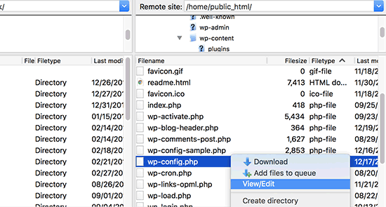 编辑wp-config文件 Edit wp-config file